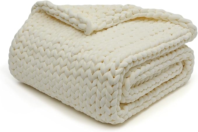 YnM Velvet Weighted Blanket, Handmade Chunky Knitted Design, Soft and Cozy by YNM