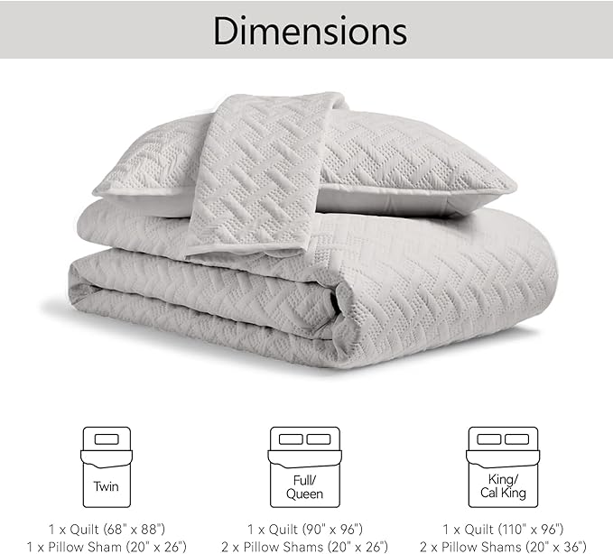 FLYMME Light Grey Twin Quilt Bedding Set Thin Lightweight Bedspreads, Soft - Image 7