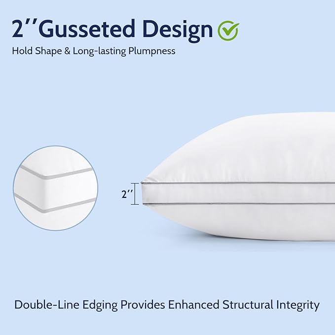 ROUMEA Pillows Queen Size Set of 2, Gusseted Bed Pillows - Image 4