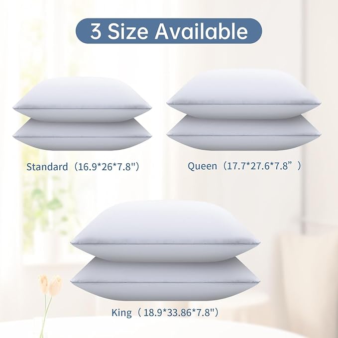 Piwaal Bed Pillows for Sleeping Queen Size Set of 4, Down Alternative Filling - Image 2
