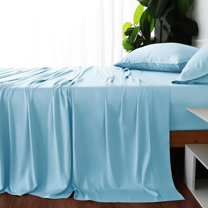 Bamboo Viscose Flat Sheets Only, 400 Thread Count Sateen Weave TwinXL Size Flat - Image 4
