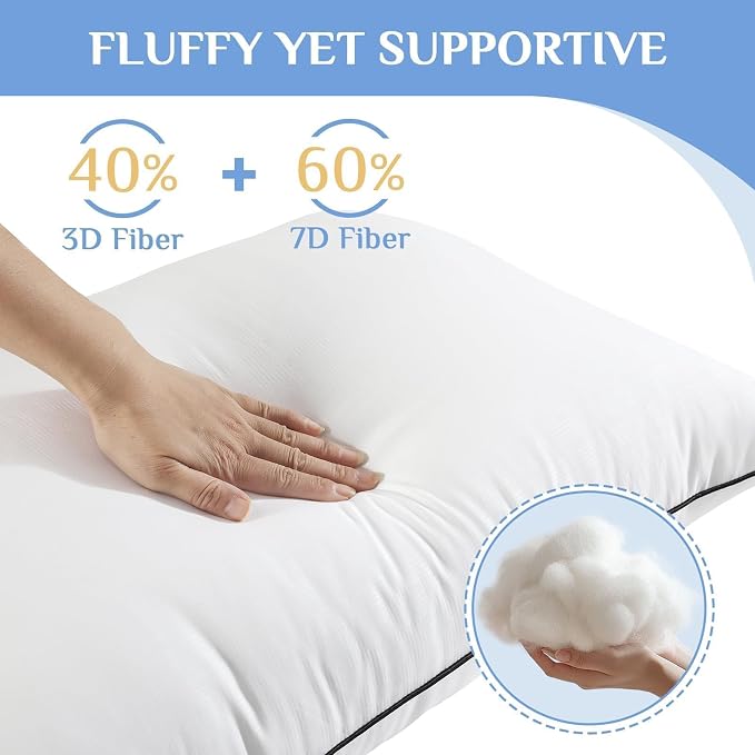 JOLLYVOGUE King Size Pillows Set of 2, Hotel Collection Bed Pillows - Image 3