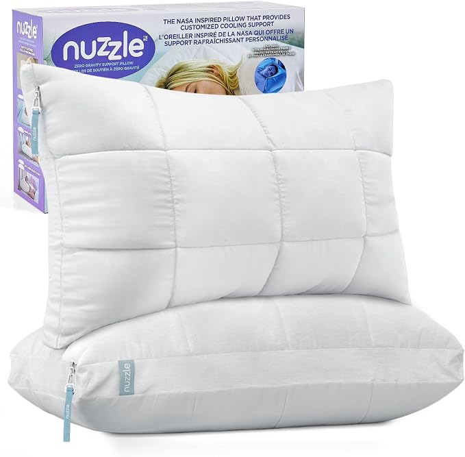 Nuzzle Pillows Standard Size Set of 2 Cooling Adjustable Pillows by Nuzzlepillow
