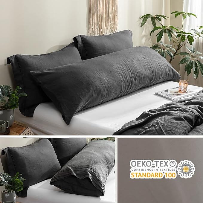 Simple&Opulence Body Pillow Cover 20" x 54", 100% Pure Linen, Ultra Soft and - Image 5
