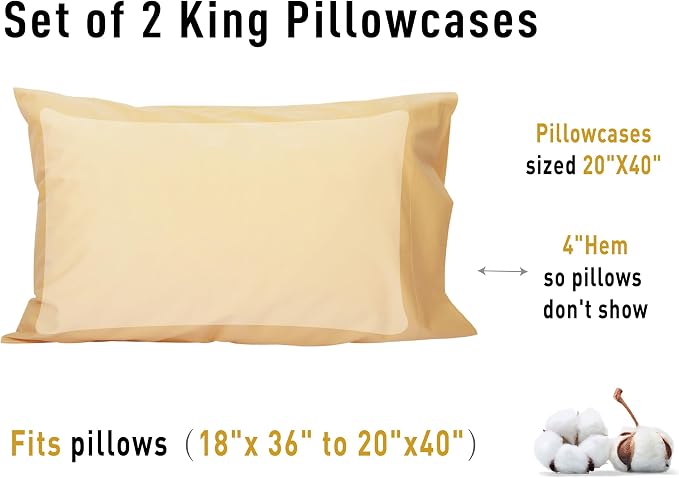 Sunflower King Pillowcases Set of 2, 100% Cotton King Size Pillow Cases 2 - Image 8
