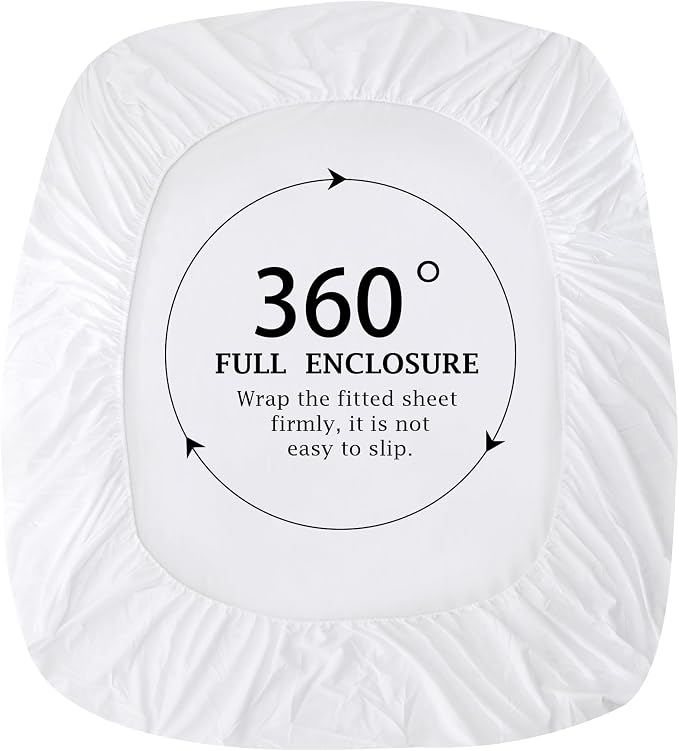 FreshCulture Pure Cotton Fitted Sheets Queen Size, 300 Thread Count Percale - Image 4