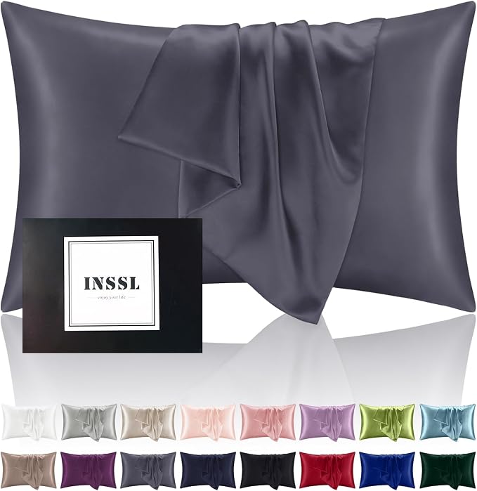 INSSL Silk Pillowcase for Women, Mulberry Silk Pillowcase for Hair and Skin and by INSSL