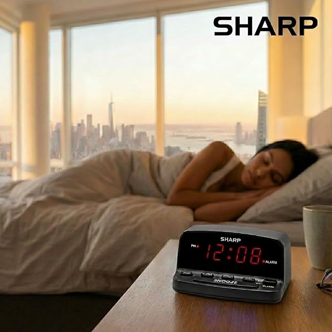 Sharp Digital Alarm Clock with Keyboard Style Controls, Battery Back-up - Image 6