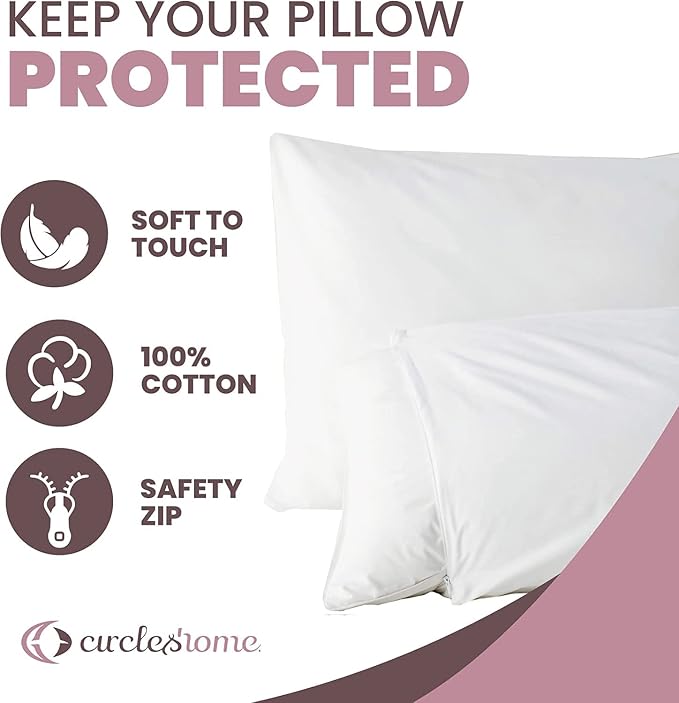 CirclesHome Pillow Protectors 2 Pack Body Zippered - Image 4