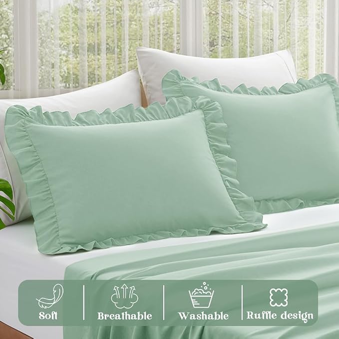 KKJIAF Ruffle Pillow Cases Standard Size Set of 2, Ruffled Pillow Covers - Image 4