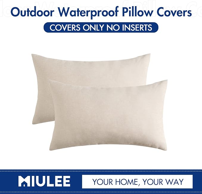 MIULEE Pack of 2 Decorative Outdoor Solid Waterproof Throw Pillow Covers Faux - Image 6