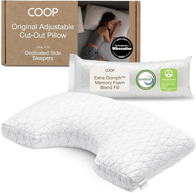 Coop Home Goods Original Cut-Out Adjustable Pillow, Queen Size Bed Pillows by CoopSleepGoods