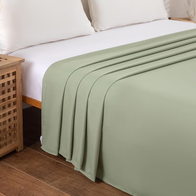 Twin Flat Sheet Only，66x96Inch Sage Green - Image 3