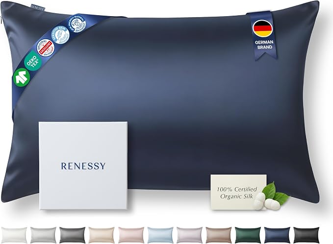 Premium Silk Pillowcase 100% Organic Mulberry Silk, 22 Momme, Grade 6A by RENESSY-GentlebyNature
