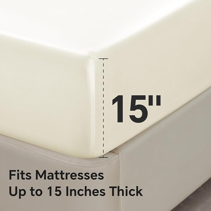 BEDELITE Satin Fitted Sheet and Pillowcases Set, Luxury Soft Similar to Silk - Image 5