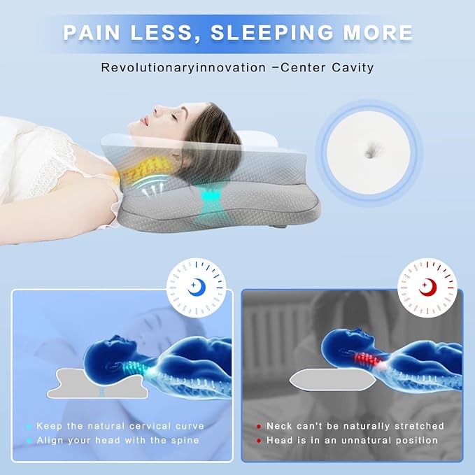 Pain Relief Cervical Pillow for Neck Support, Adjustable Ergonomic Pillow Cozy - Image 3