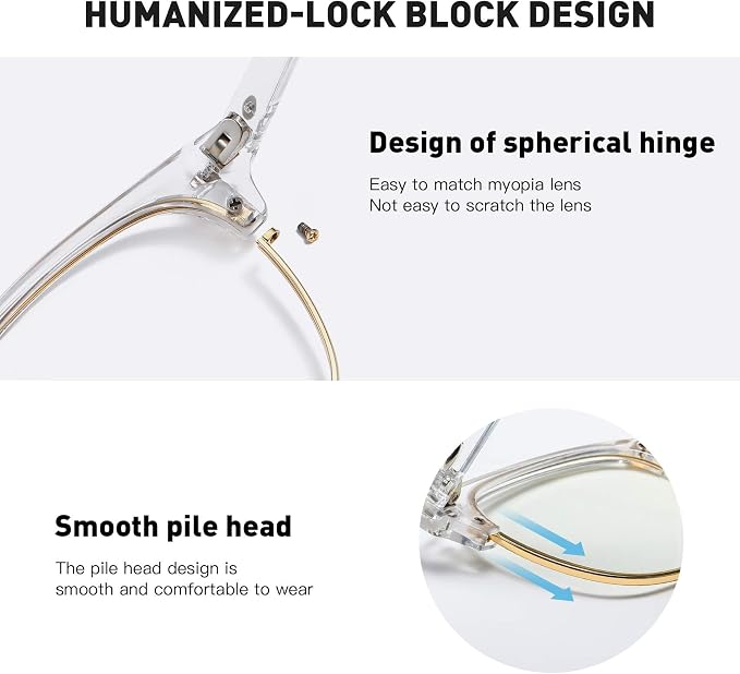 Blue Light Blocking Glasses Vintage Half Frame UV Clear Lens Anti Eyestrain - Image 5