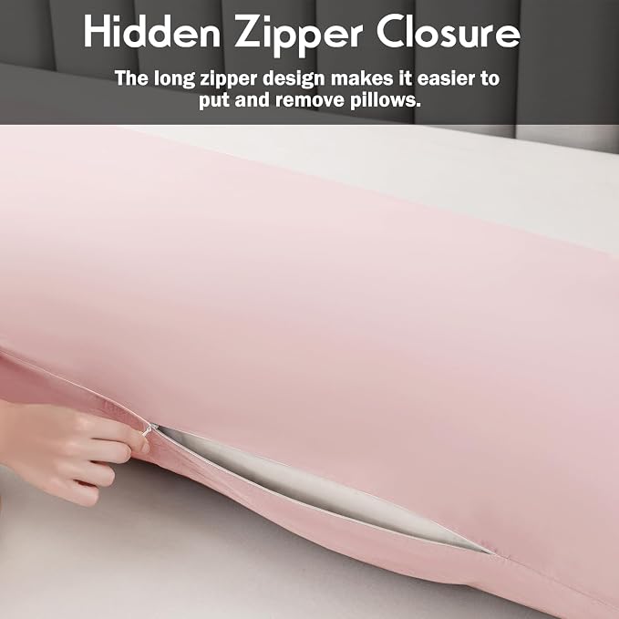 Body Pillowcase with Zipper Cooling Viscose from Bamboo Zippered Pillowcases - Image 4