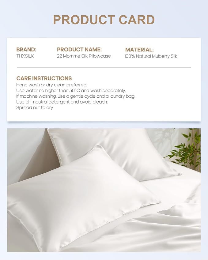 THXSILK 100% Pure Mulberry Silk Pillowcase - Image 8