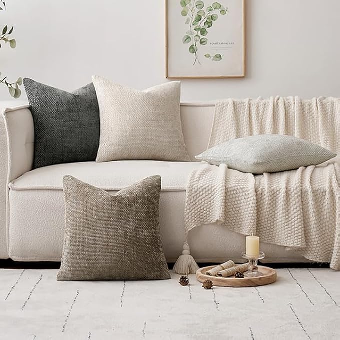 MIULEE Pack of 4 Couch Throw Pillow Covers 16x16 Inch Neutral Soft Decorative - Image 5