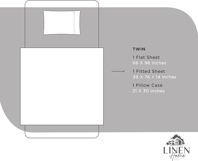 Linen Home 100% Cotton Percale Sheets Twin Size, Snow White, Deep Pocket - Image 6