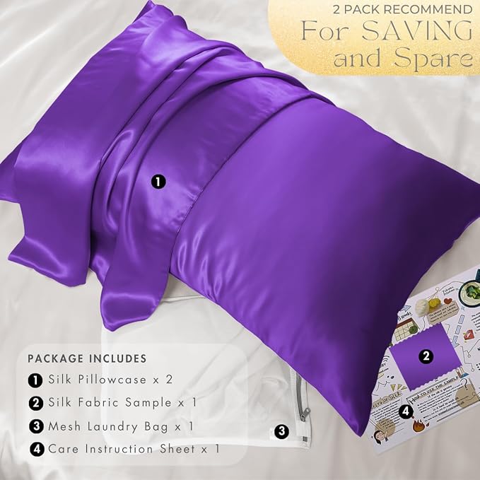 PROMEED 100% Mulberry Silk Pillowcase Set of 2, 23 Momme 3rd Gen Grade 6A+ 100% - Image 6