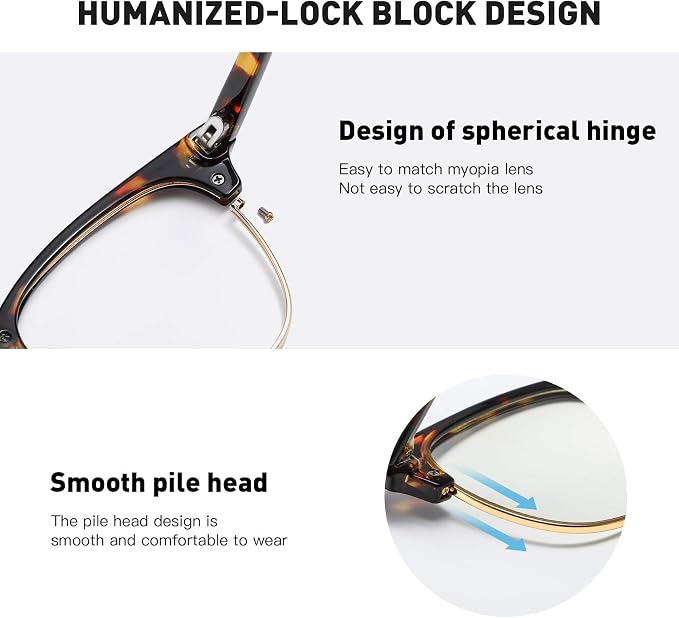 Blue Light Blocking Glasses Vintage Half Frame UV Clear Lens Anti Eyestrain - Image 5