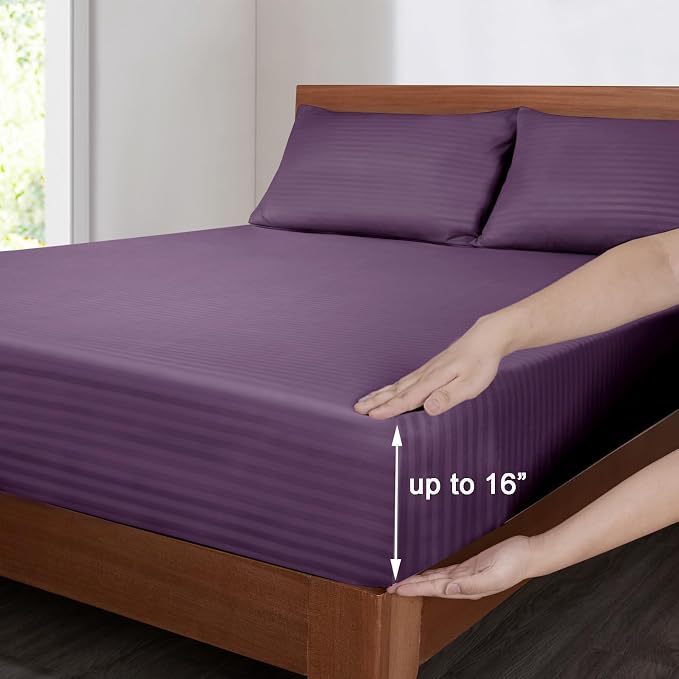 Mejoroom Striped Queen Size Sheet Set - Image 3