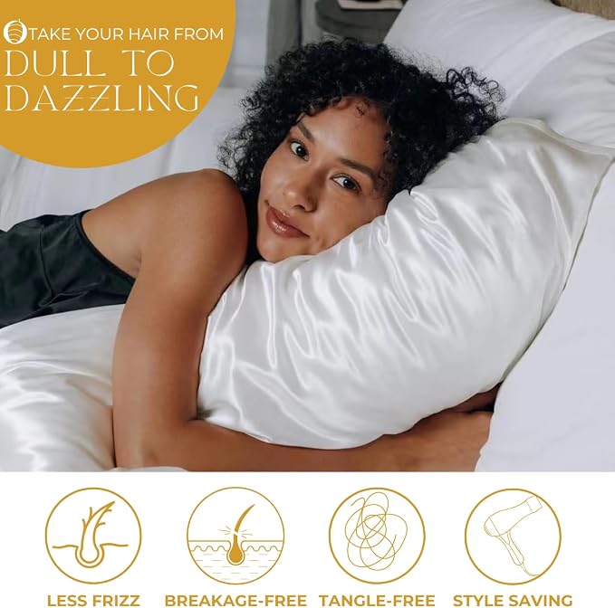 PROMEED 100% Mulberry Silk Pillowcase King Size White, Grade 6a+ 23 Momme Silk - Image 3