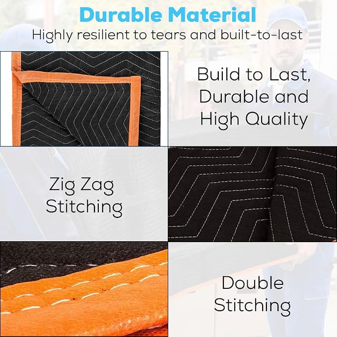 Simpli-Magic Heavy Duty Padded Moving Blankets 72" x 40" – 12 Pack – Packing - Image 3