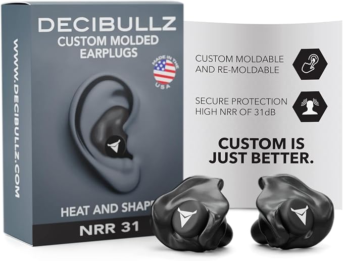 Decibullz - Custom Molded Earplugs, 31dB Highest NRR, Comfortable Hearing by Decibullz