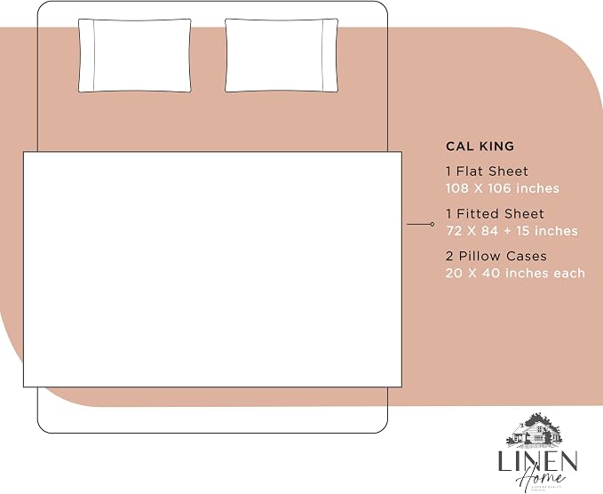 Linen Home 100% Cotton Percale Sheets California King Size, Tera Clay, Deep - Image 6