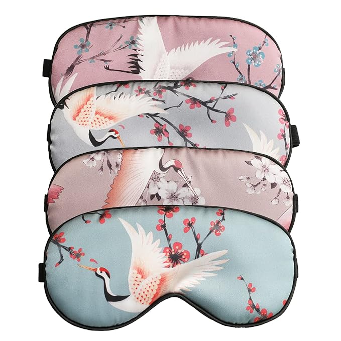 4-Pack Silk Satin Eye Mask Classic Painting Arts Sleep Mask Blindfold by EleCharm