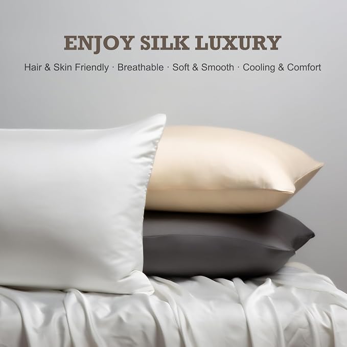 BPC 100% Mulberry Silk Pillowcases 2 Pack, Grade 6A ClimaSilk™ Silk Pillow - Image 5