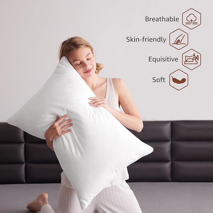 Luxury Feathers Down Pillow King Size, Hotel Quality Fluffy Bed Pillow - Image 2