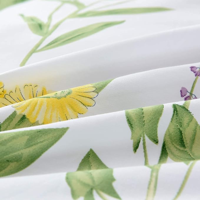 FADFAY Girls Floral Bedding Twin Duvet Cover Set Premium 100% Cotton Green - Image 9