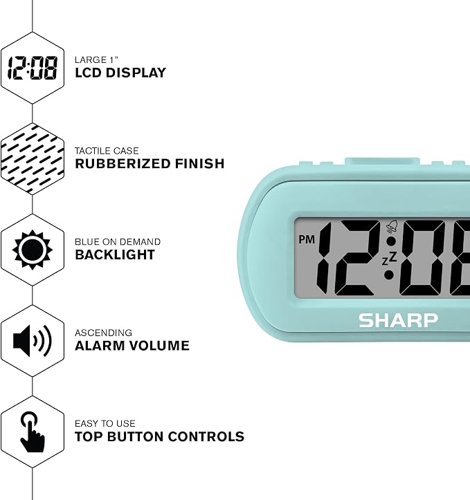 Sharp Digital Alarm Clock – Tactile Case - Image 3