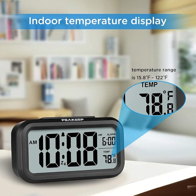 Peakeep Night Light Digital Alarm Clock Battery Operated - Image 4