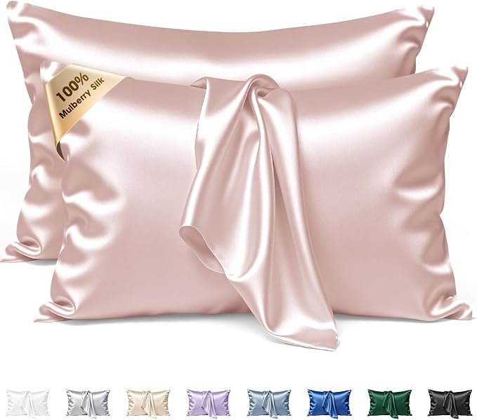 Silk Pillow Cases 2 Pack King Size Mulberry Silk Pillowcase Set of 2 by BRINGYOUTHEBEST