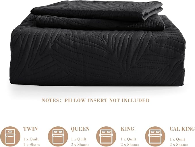 Exclusivo Mezcla King Size Quilt Bedding Set, Lightweight Black Quilts King Size - Image 6