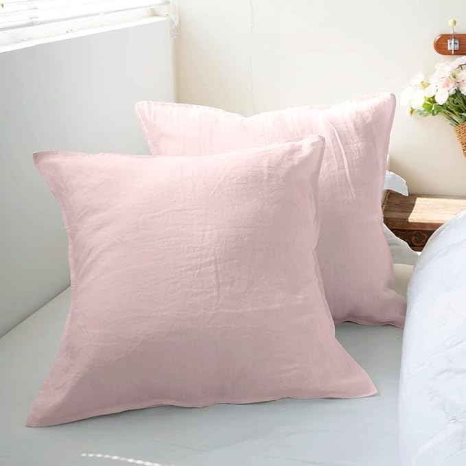 Simple&Opulence 100% Washed Linen Euro Shams 26'' x 26'' Pack of 2, Basic Style by SimpleOpulence