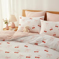 Nayoroom Pink Bow Duvet Cover Full Size Reversible Red Cherry Duvet Cover 3 by Nayoroom