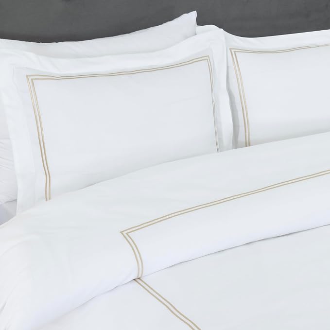 Dreamology White Duvet Cover Luxury Hotel Quality Bedding Set 100% Cotton - Image 5