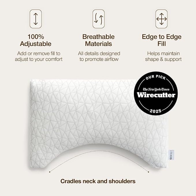 Coop Home Goods Original Crescent Adjustable Pillow, King Bed Pillows - Image 5