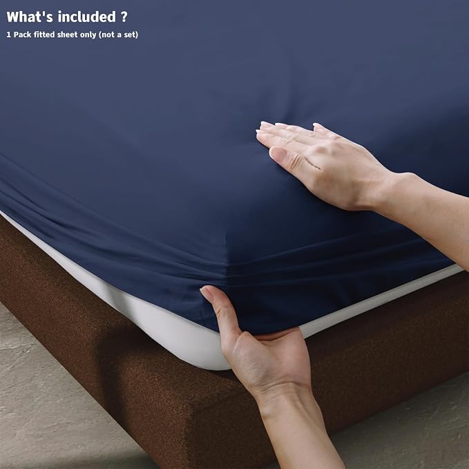 100% Egyptian Cotton Fitted Sheet Twin Size, 600 Thread Count, Soft & Elastic - Image 4