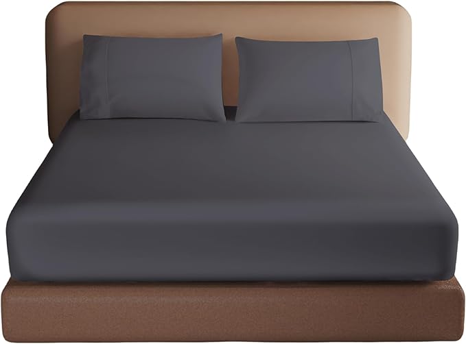 100% Egyptian Cotton Fitted Sheet Queen Size, 600 Thread Count, Soft & Elastic by ZaizaiHome