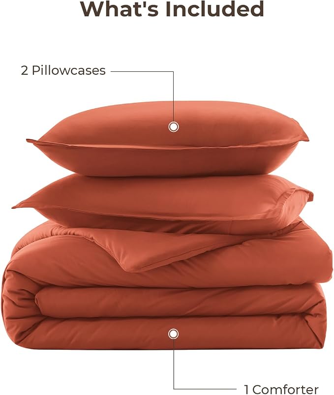 Litanika Burnt Orange Queen Size Bed Comforter Set, 3 Pieces Terracotta Fall - Image 7