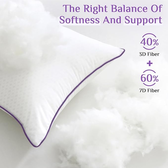JOLLYVOGUE Euro Size Pillows Set of 2, Luxury Fluffy Hotel Quality - Image 2