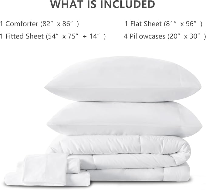 CozyLux Full Size Comforter Sets White, 7 Pieces Bed in a Bag, All Season - Image 6