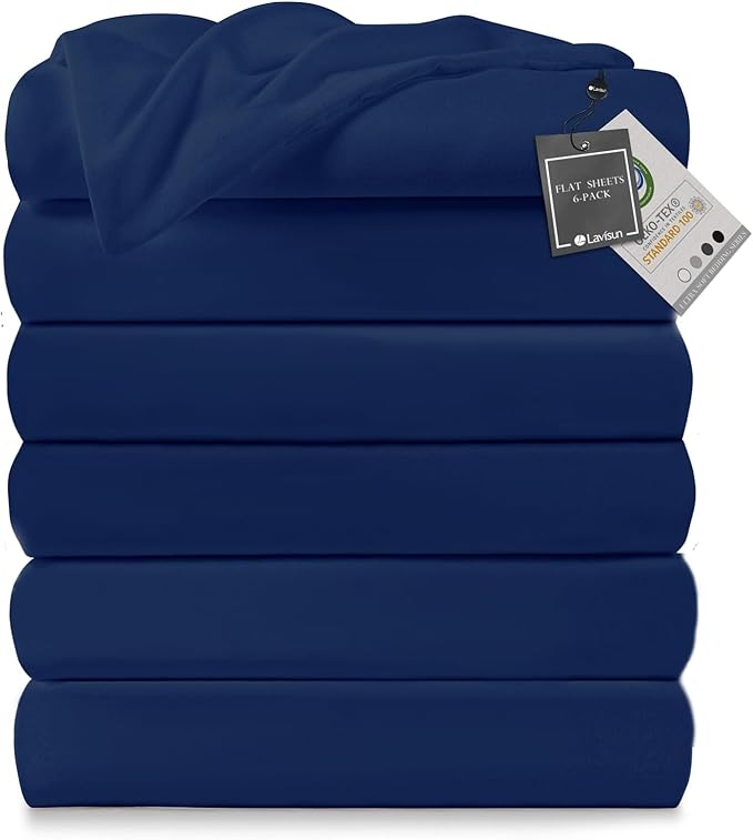 Lavisun Queen Flat Sheets 6 Pack, Brushed Microfiber Bed Sheets, Soft & by Lavisun